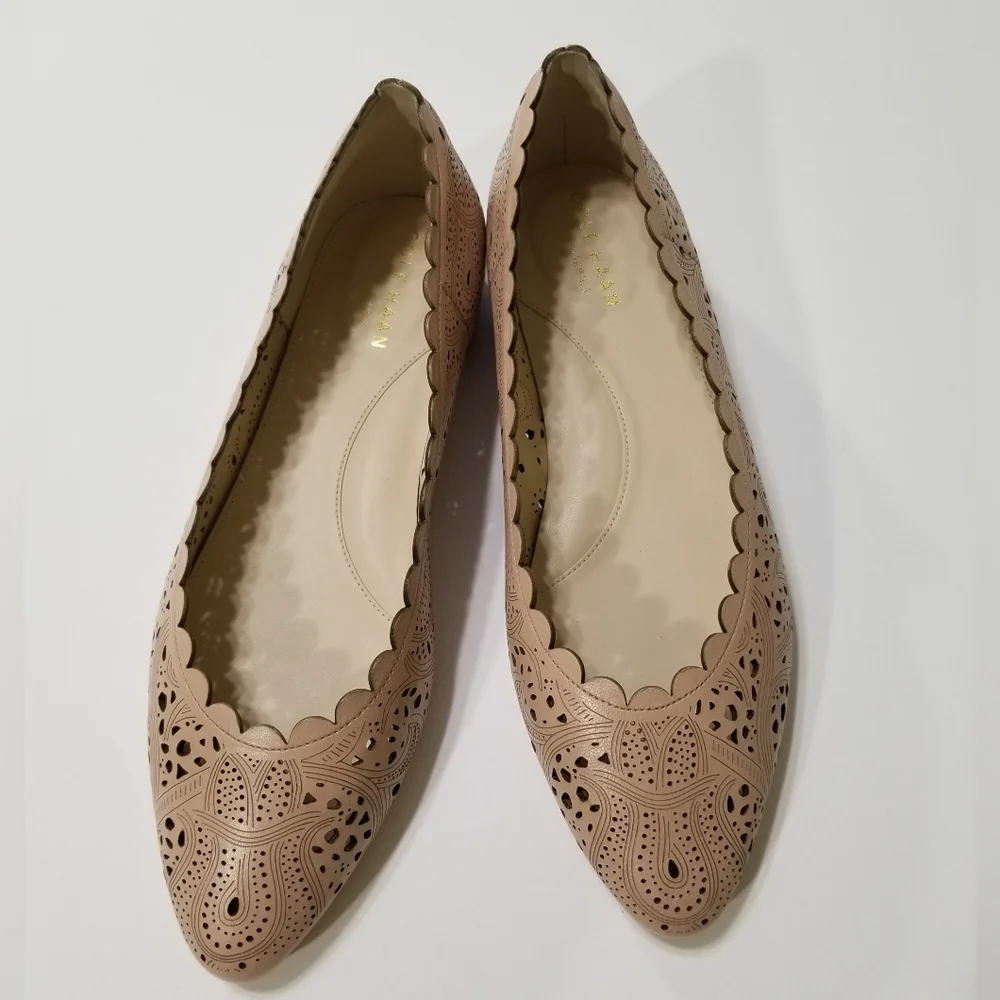 NIB Cole Haan Callie Laser-Cut Leather Flats in Mahogany Rose Size 6.5,8.5,9,9.5